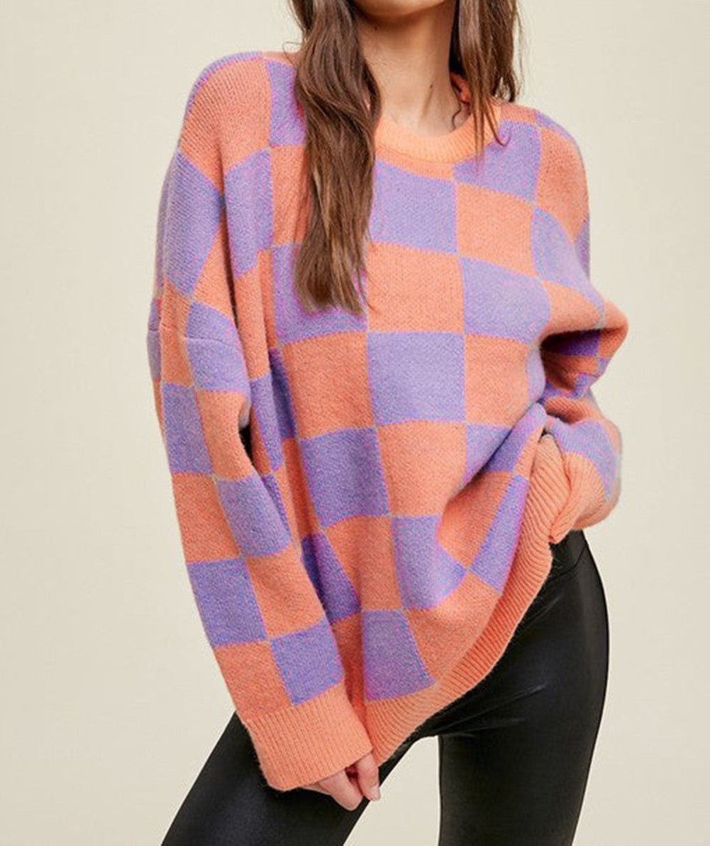 Checkered Baggy Sweater FB