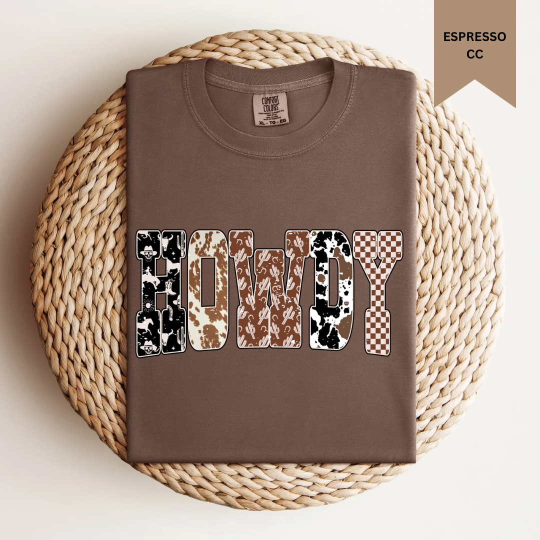 Multi-print Howdy Tee.