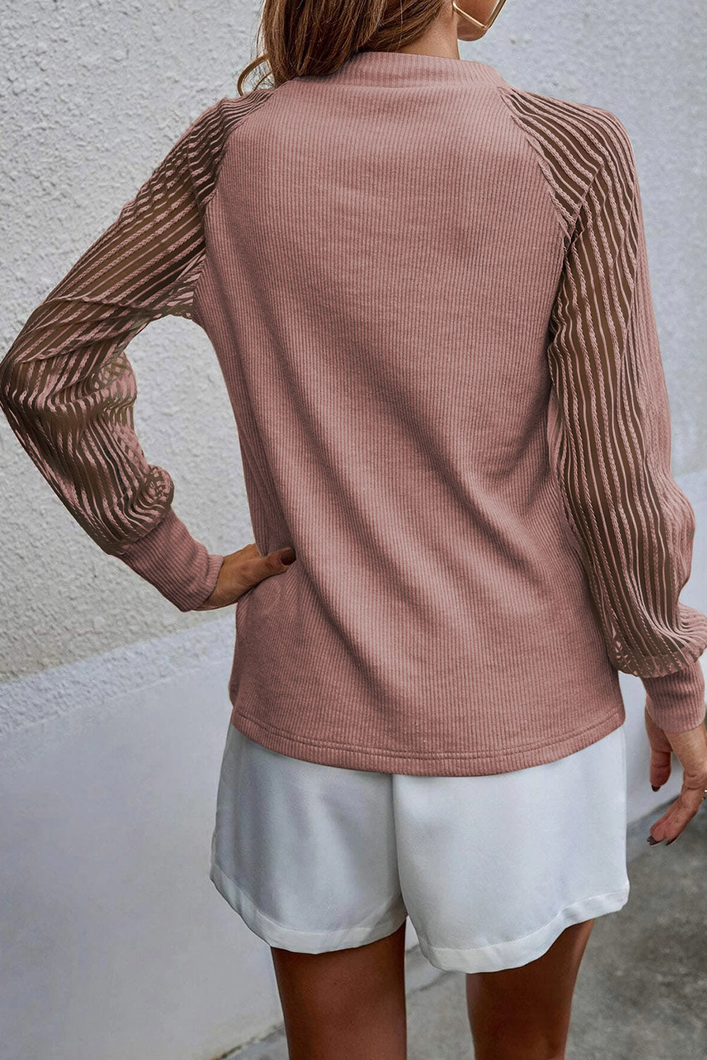 Pink Mesh Ribbed Top RTS