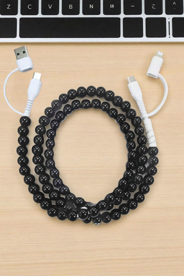 SC - Updated Black Beaded Cord Phone Charger