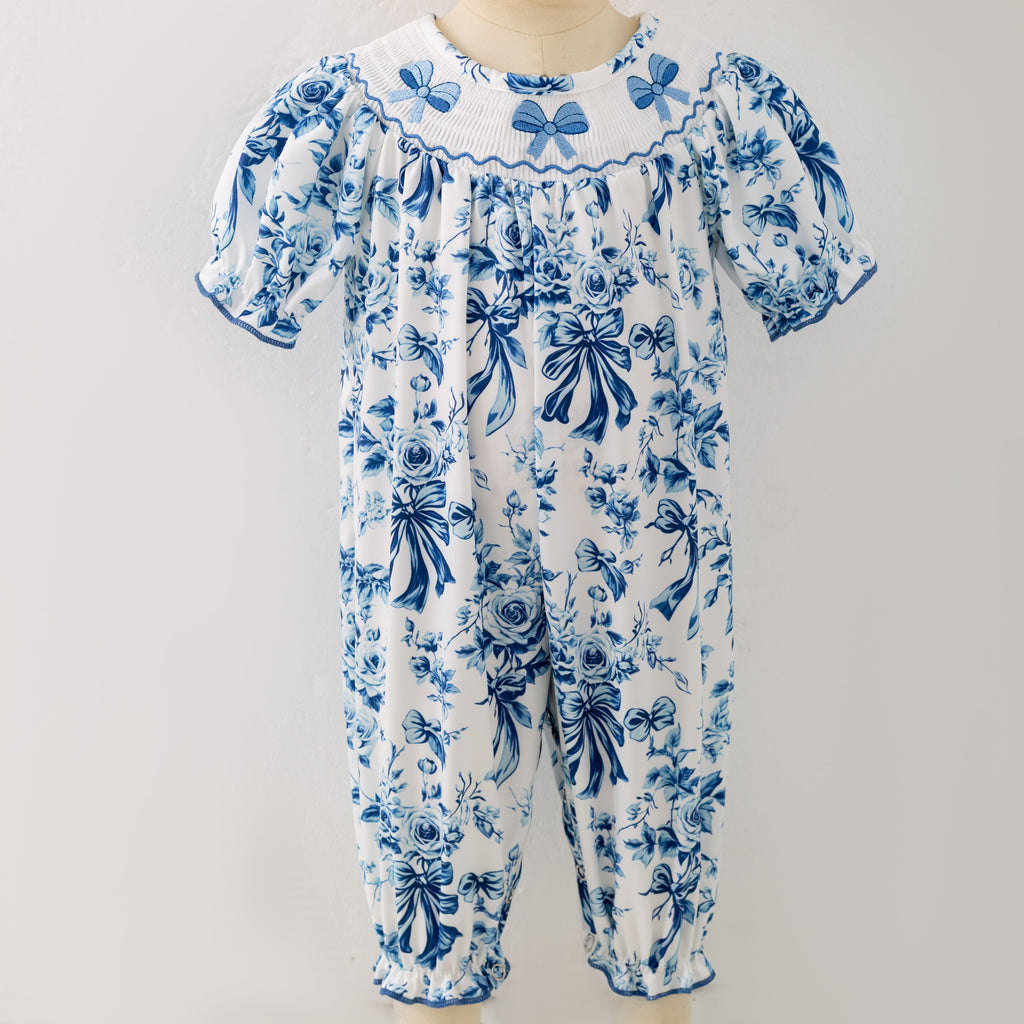 Oxford Waverly Smocked Baby Romper CC