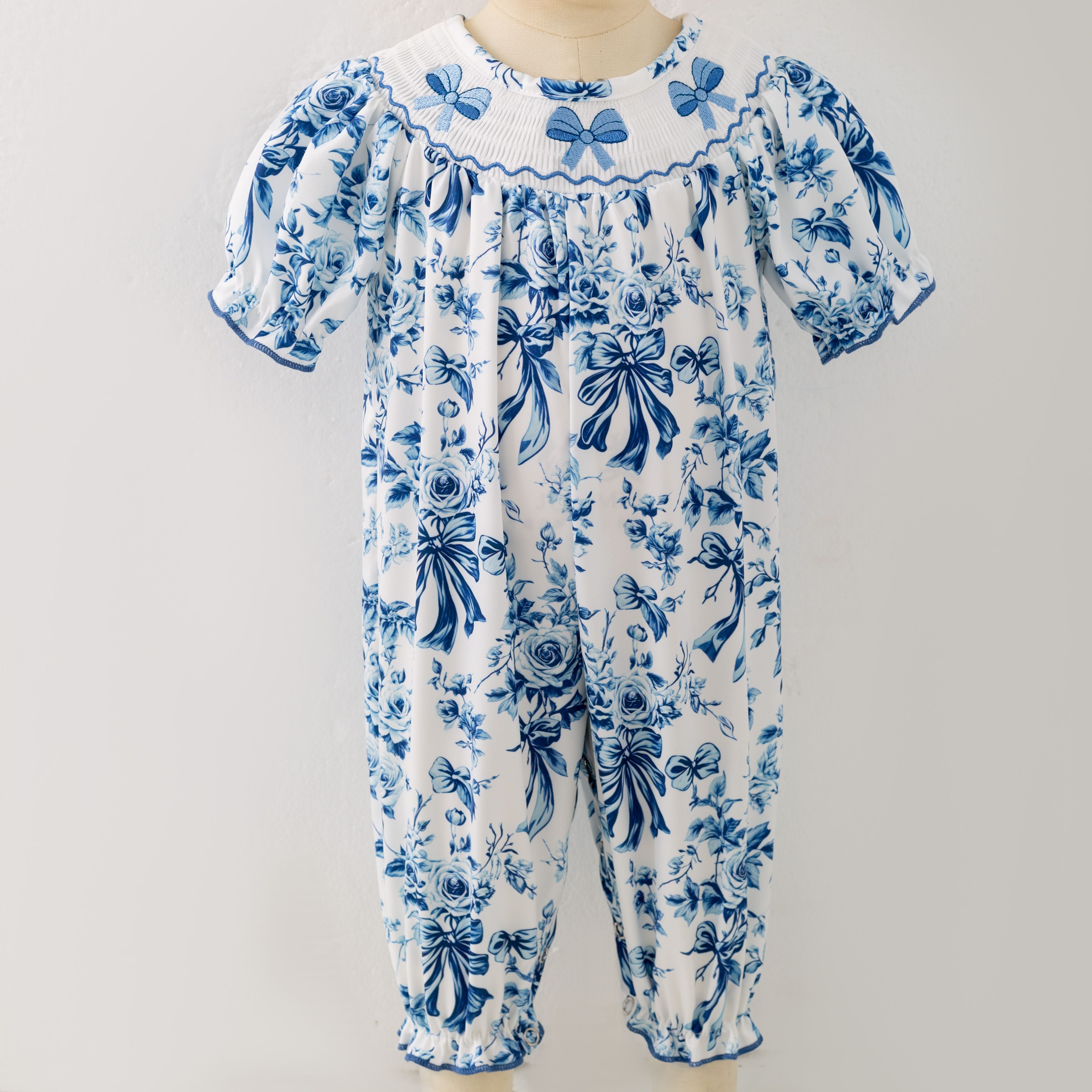Oxford Waverly Smocked Baby Romper CC