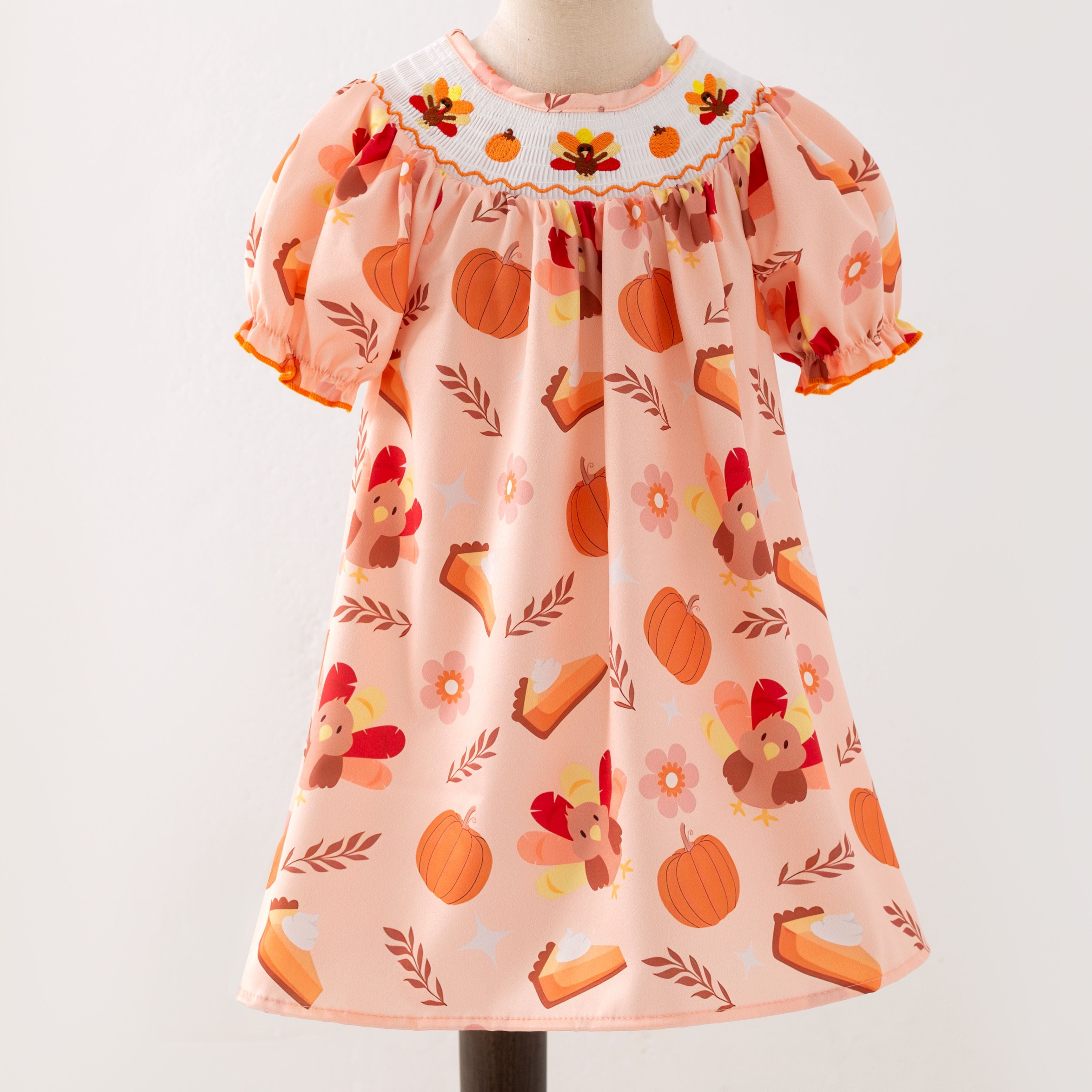 Thanksgiving Smocked Girls Dress CC