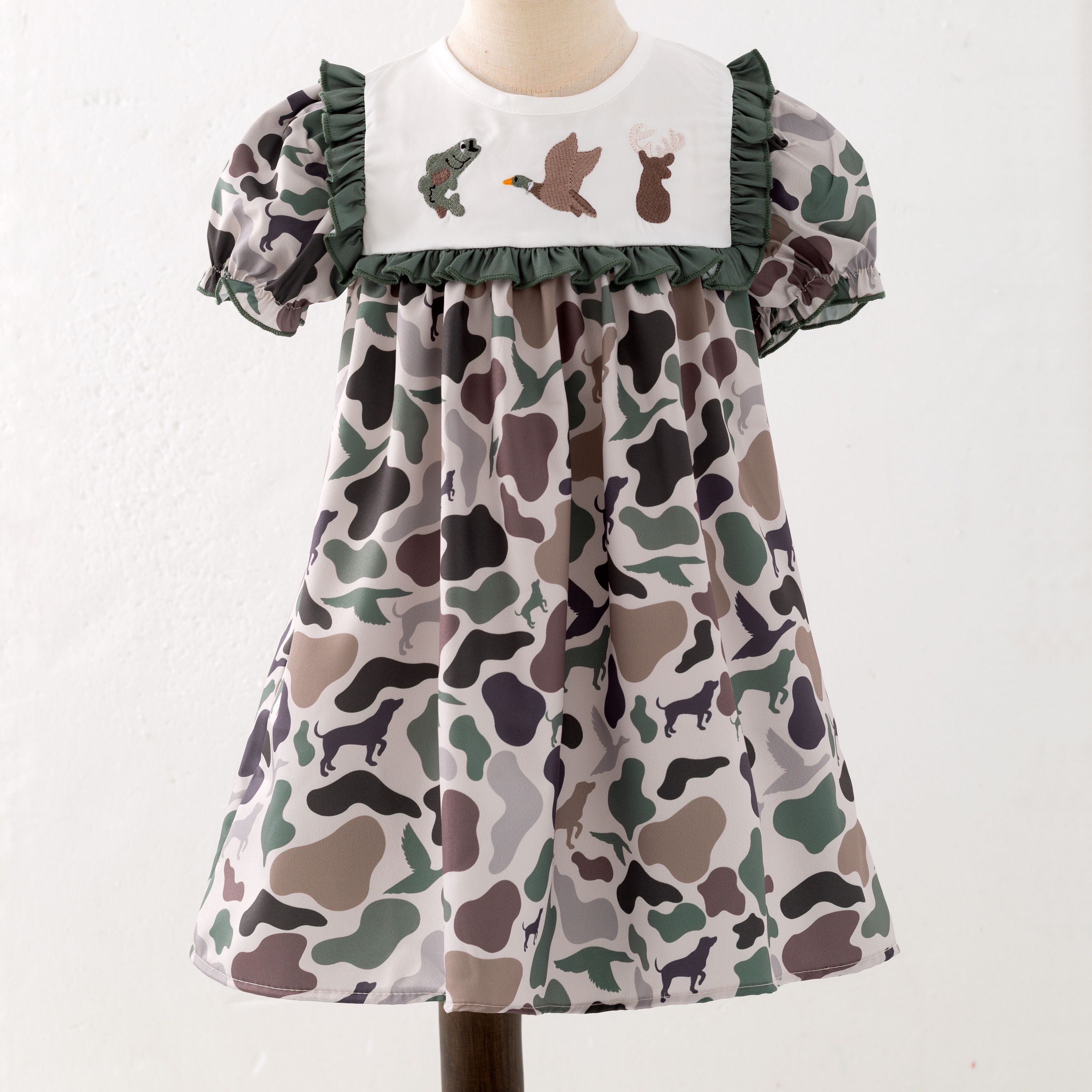 Camo Embroidery Girls Dress CC
