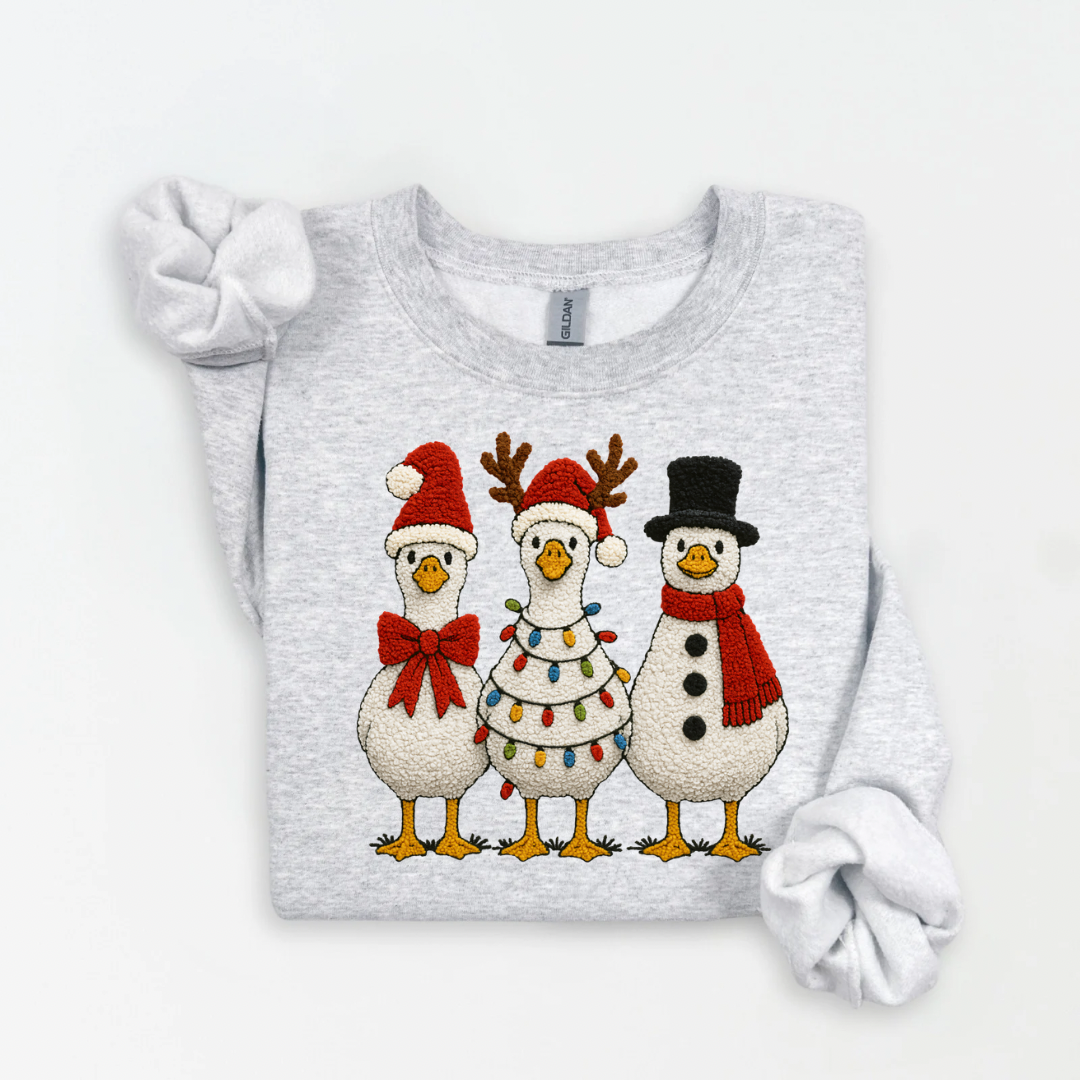 Faux Yarn Holiday Geese Sweatshirt.