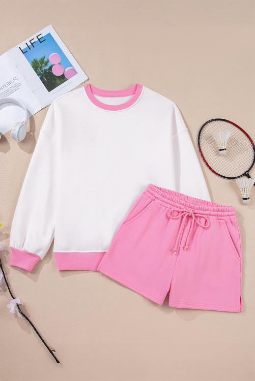 Pink Colorblock Pullover Set OOTD