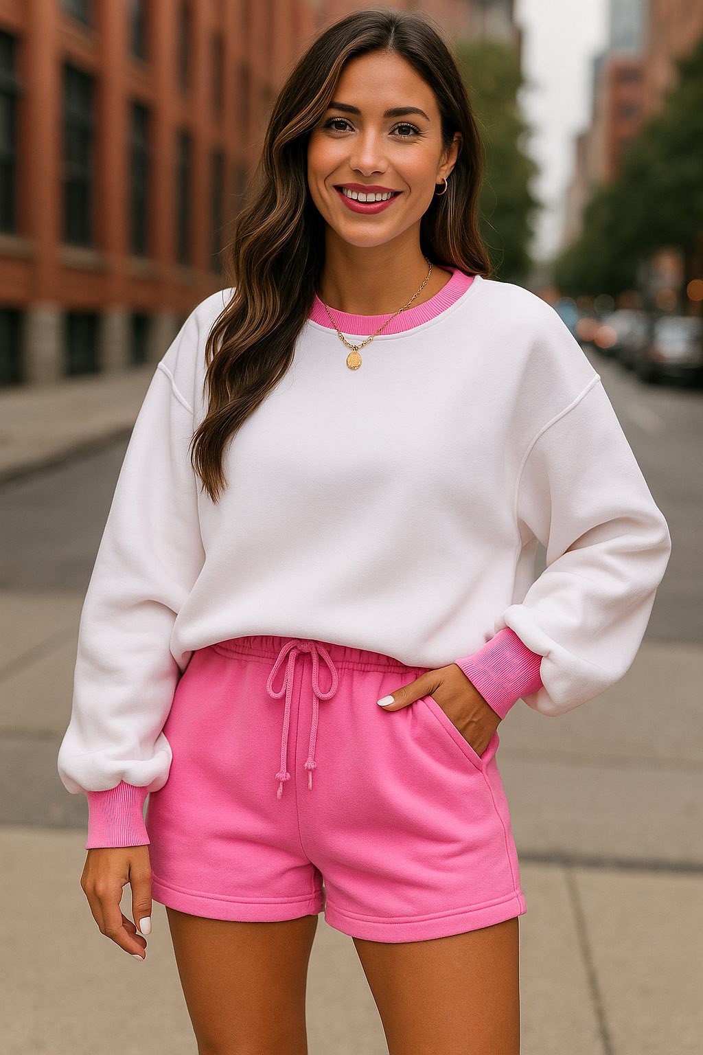 Pink Colorblock Pullover Set OOTD