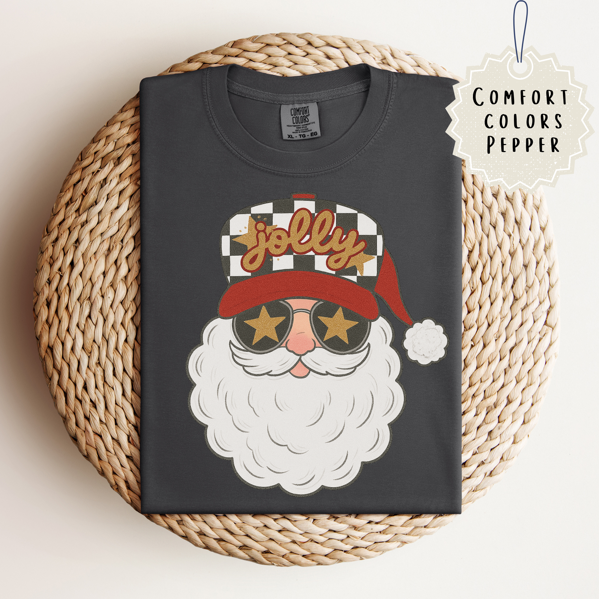 Santa--Checkered Trucker Hat Tee.