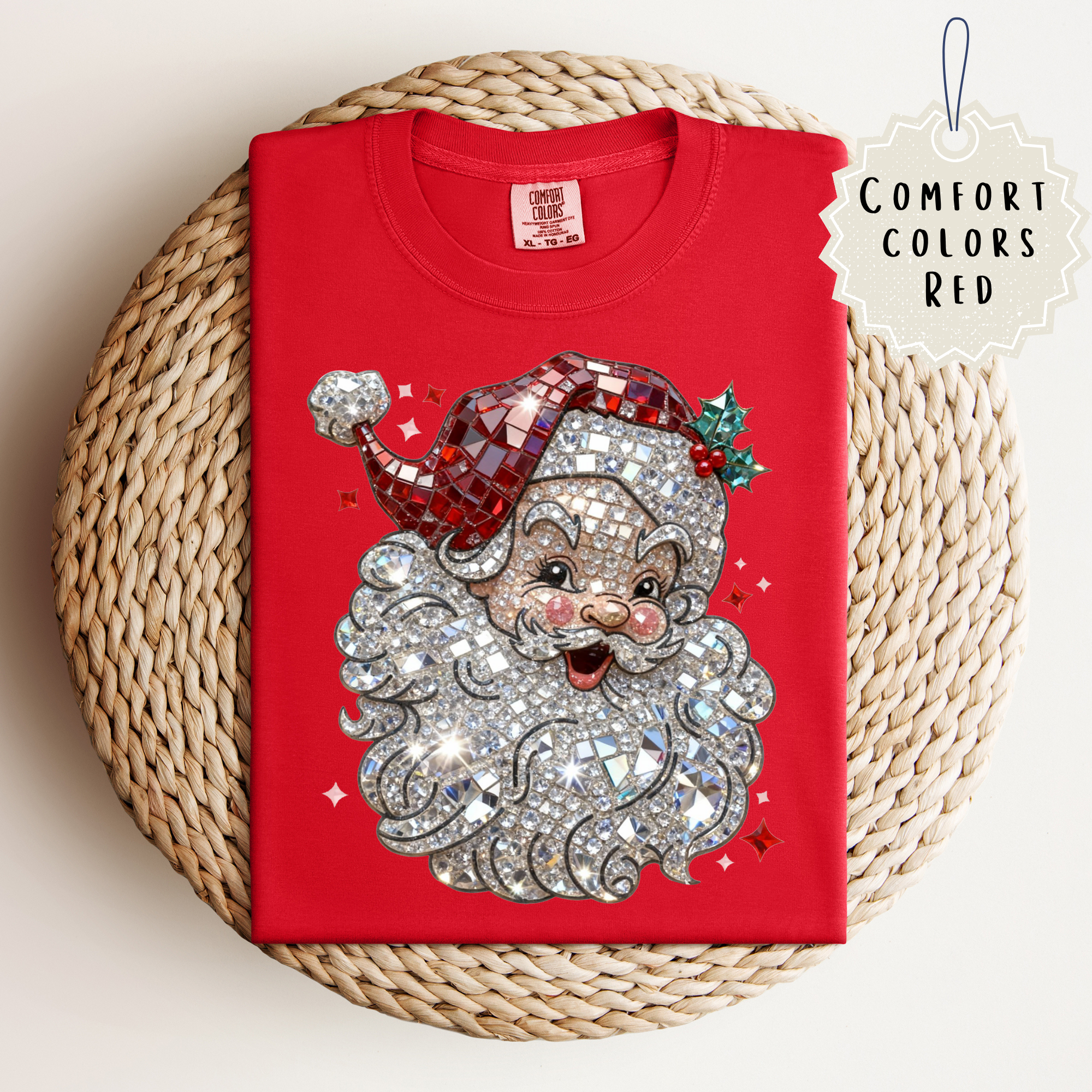 Santa--Rhinestone Tee.