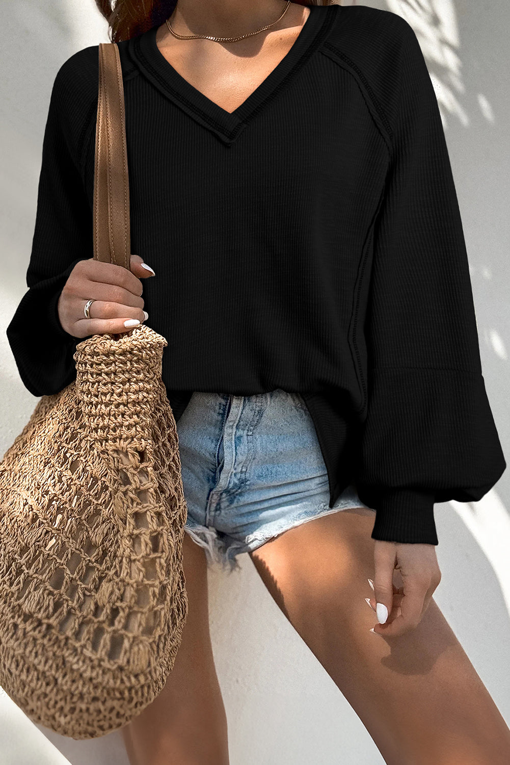 Textured V Neck Top October.