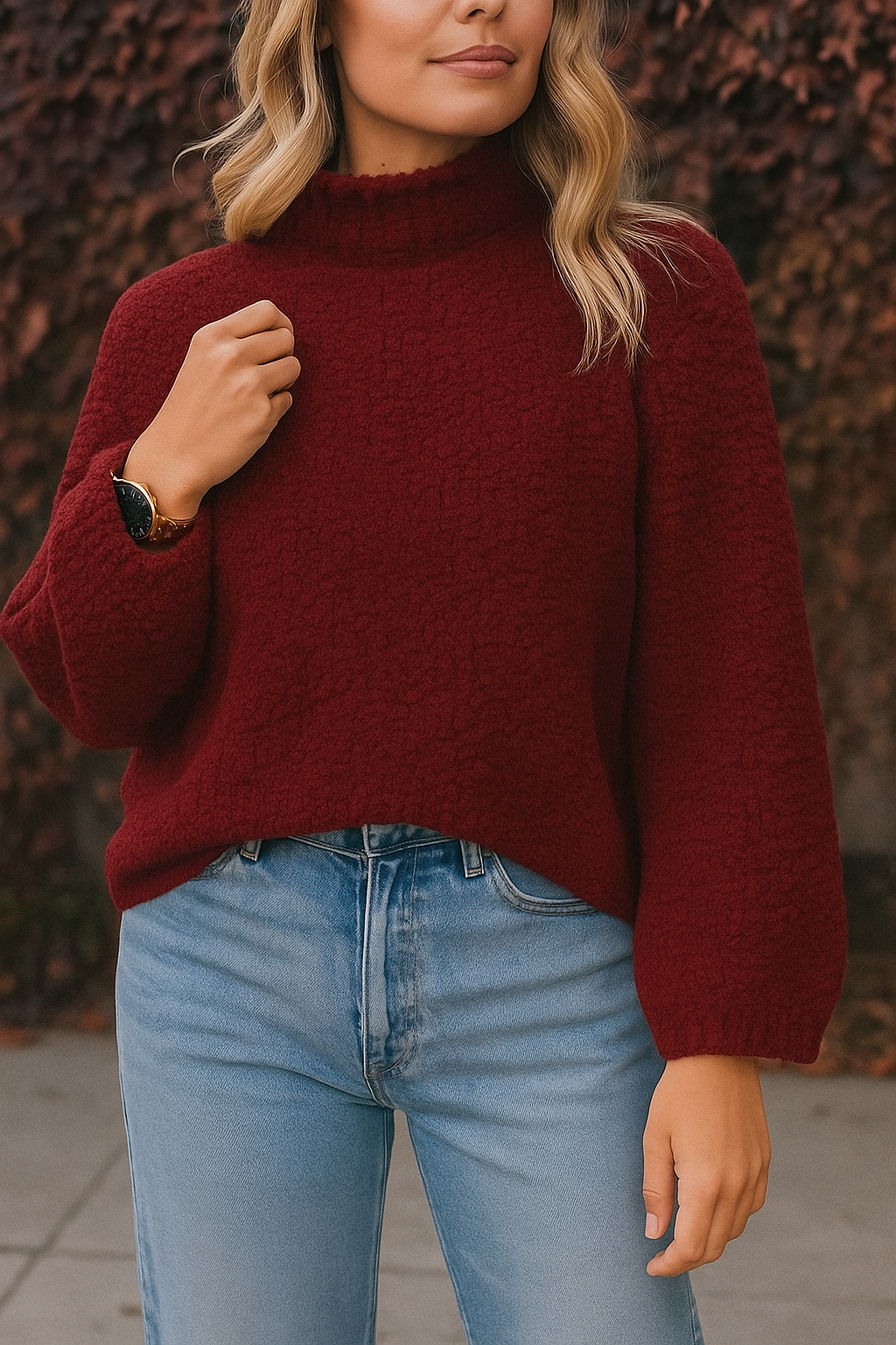 Burgundy Popcorn Sweater FB