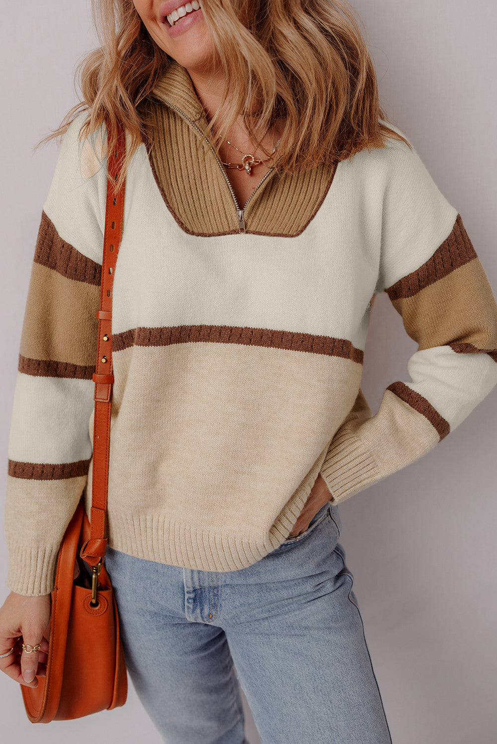 Colorblock Zipped Sweater LT