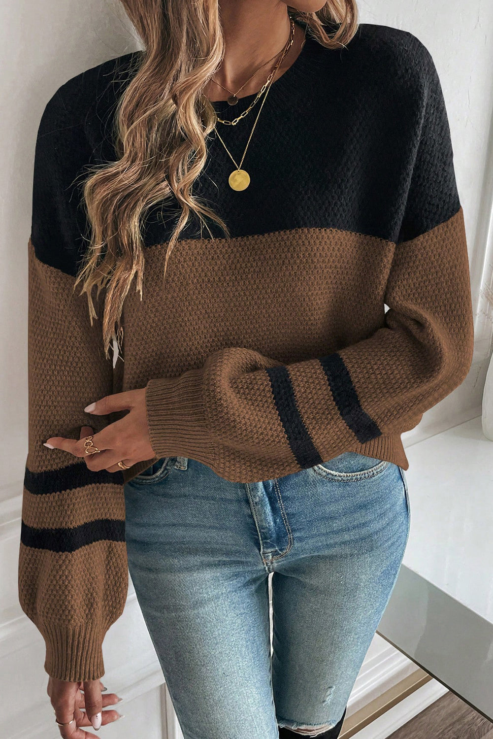 Colorblock knit Striped Sweater RTS