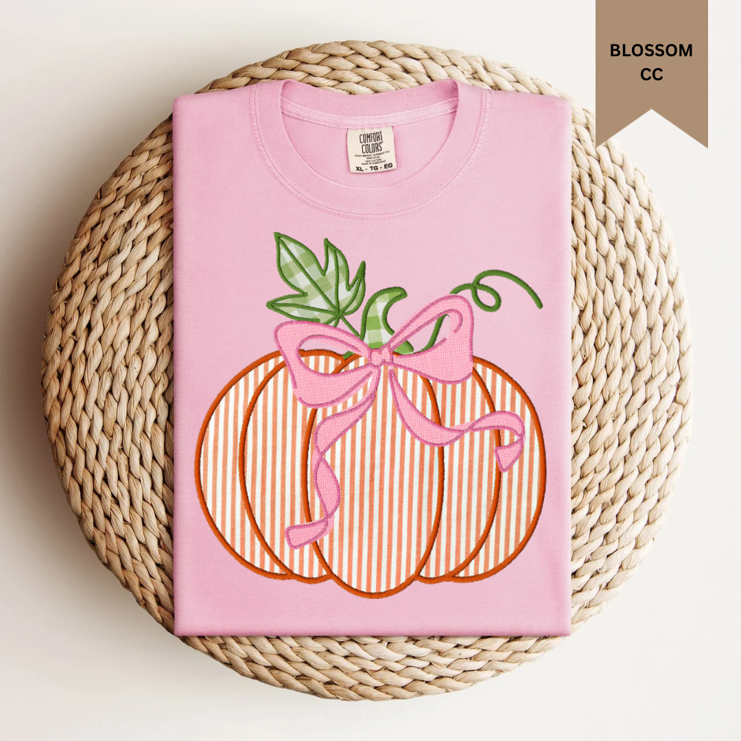 Striped Pumpkin Bow Tee.