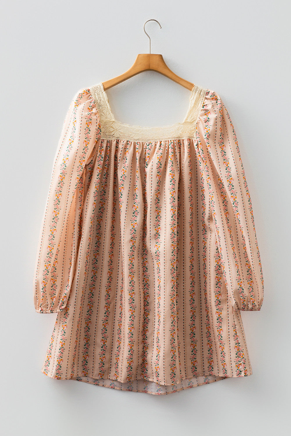 Floral Velvet Bow Loose Mini Dress FB