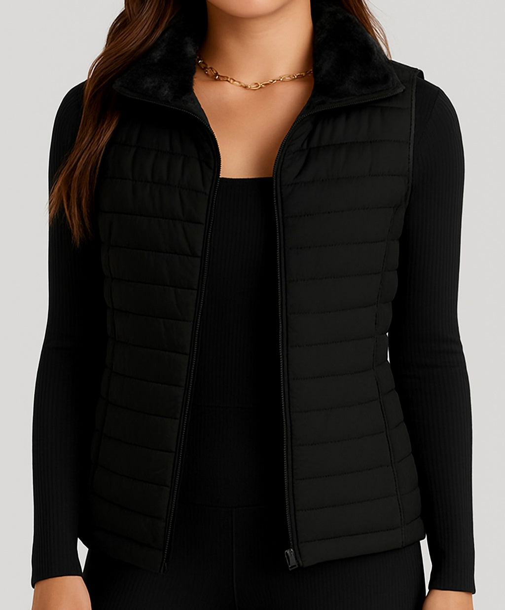 Black Puffer Vest FB