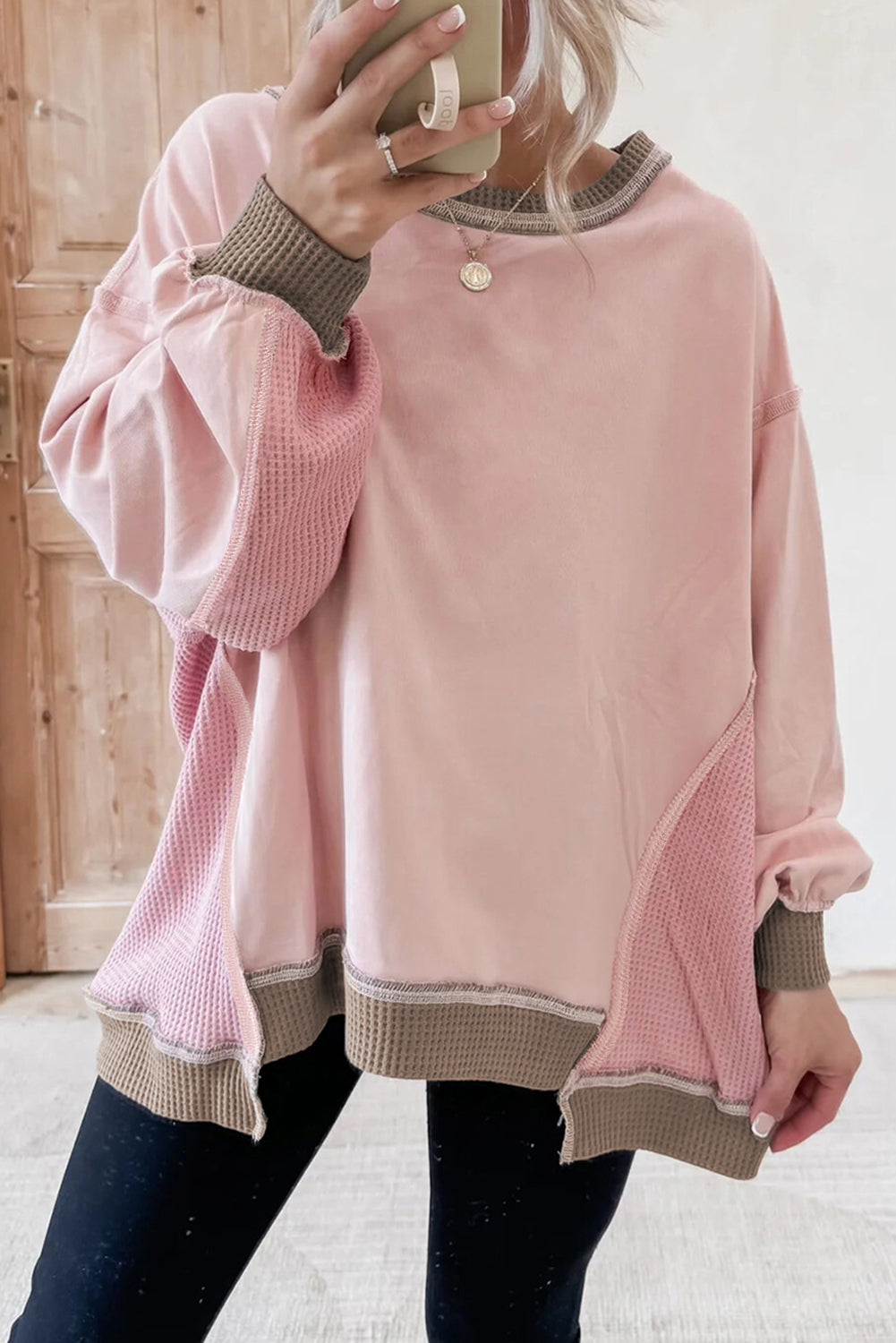 Light Pink Colorblock Oversized Sweatshirt RTS