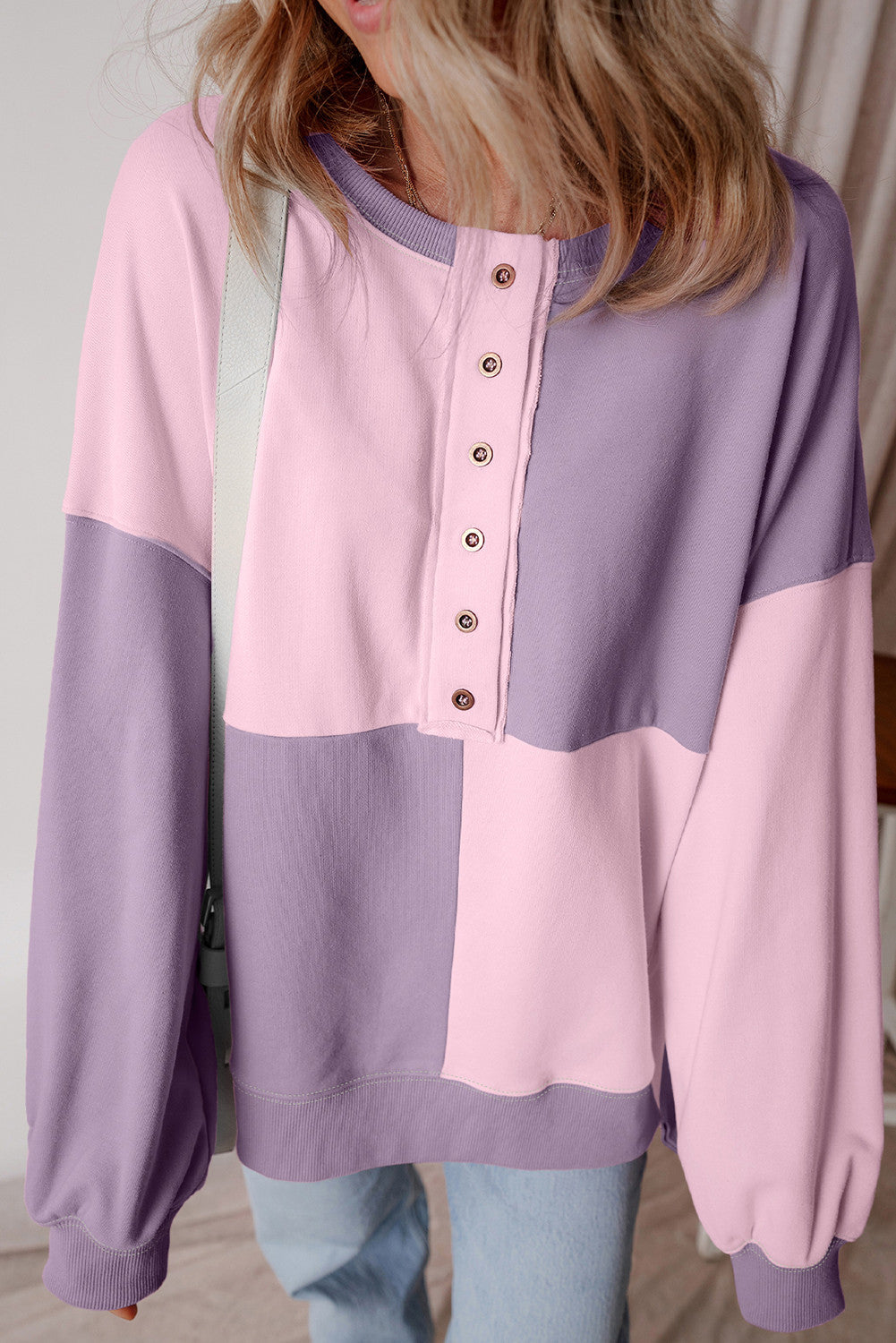 Purple Pink Oversize Henley FB
