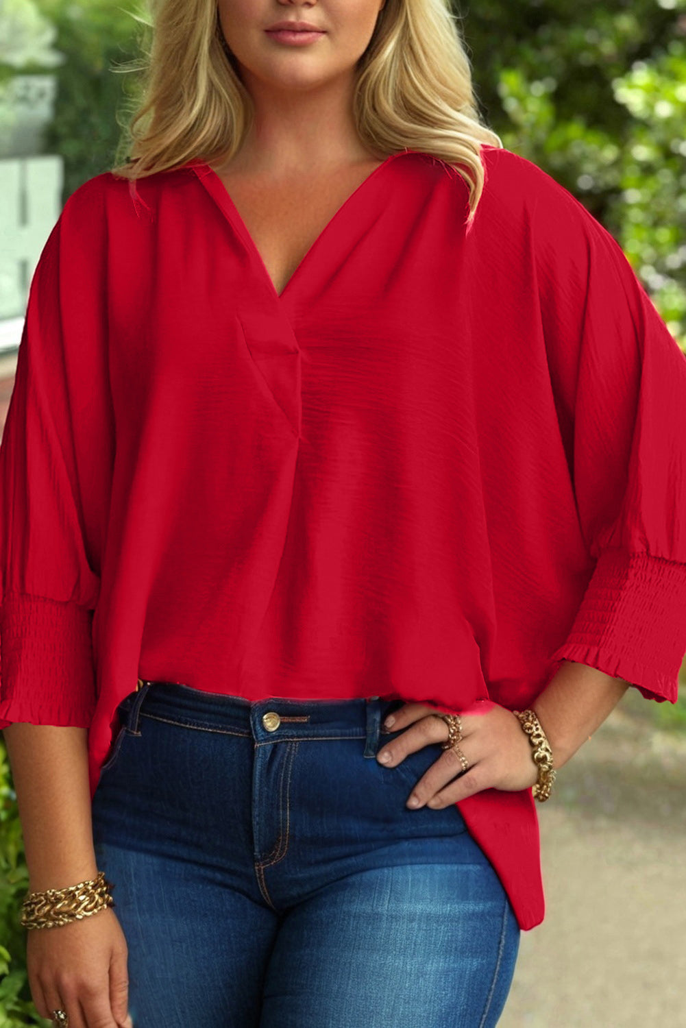 Red Plus Size Tunic Blouse RTS