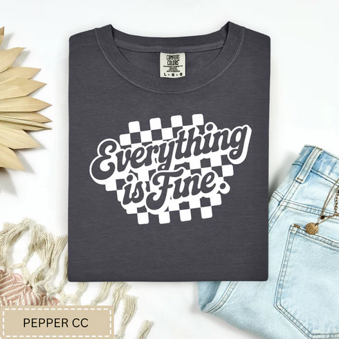 Everything Is Fine Checkered Tee.