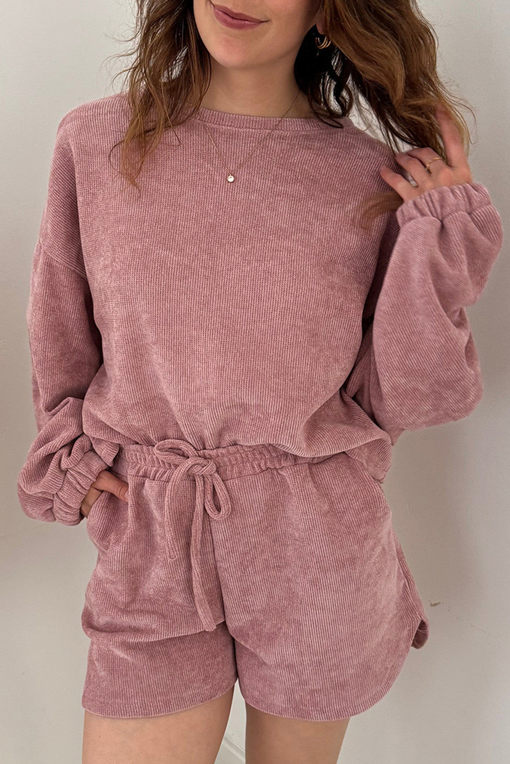 Textured Knit Pullover Set FB