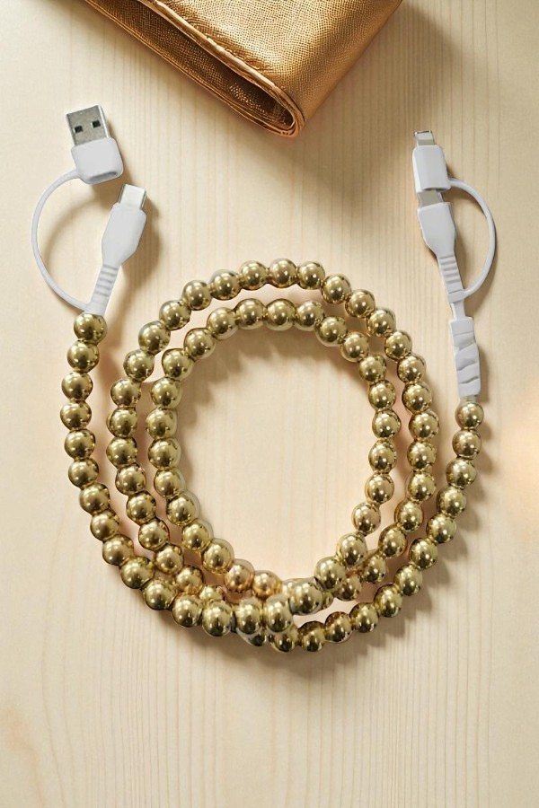 SC - Updated Gold Beaded Cord Phone Charger