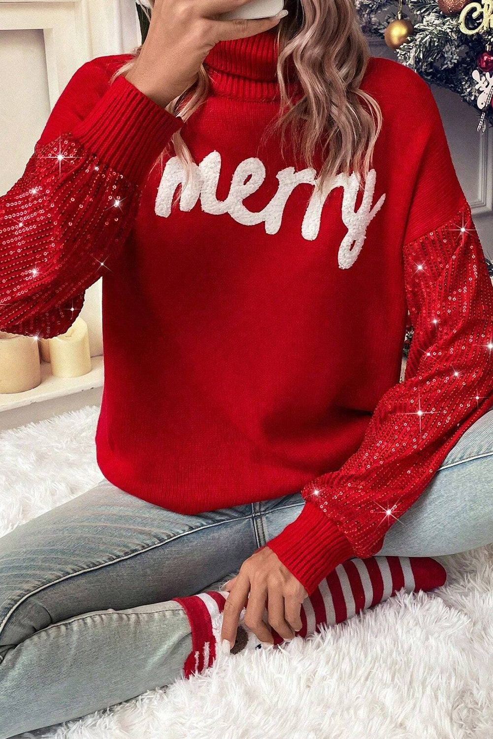 Merry Sequin Sweater FB