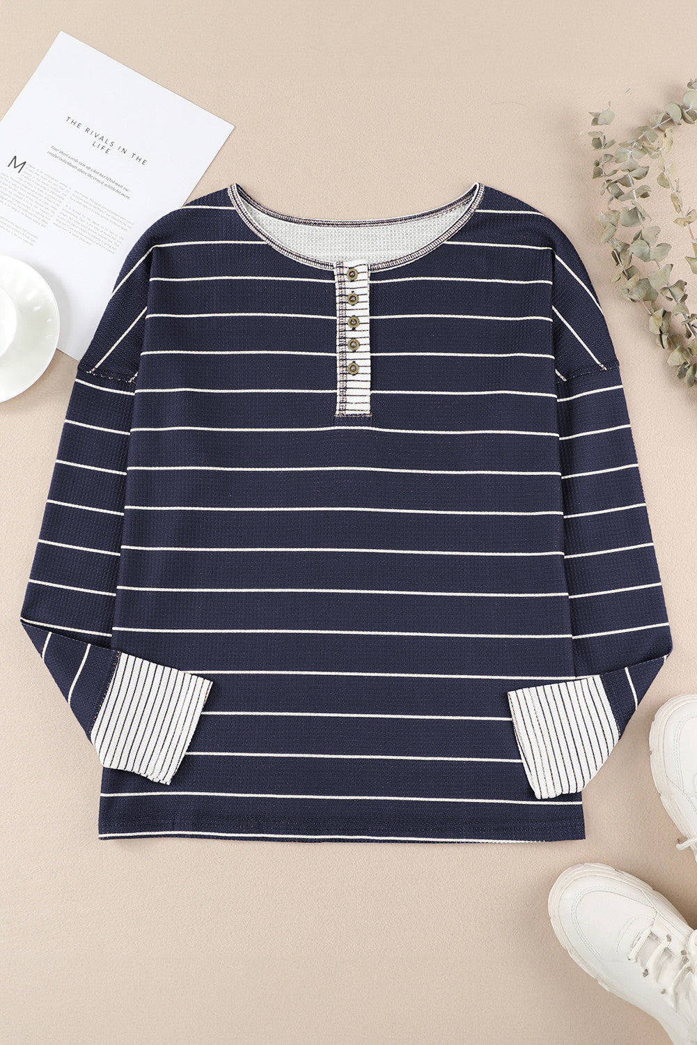 Stripe Waffle Knit Top October.