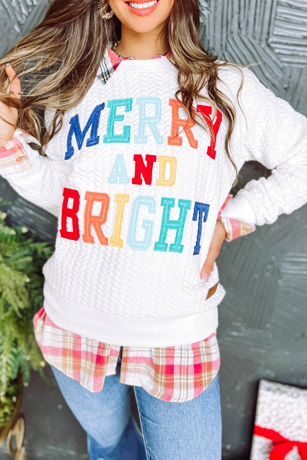 Merry and Bright Cable Knit Pullover FB