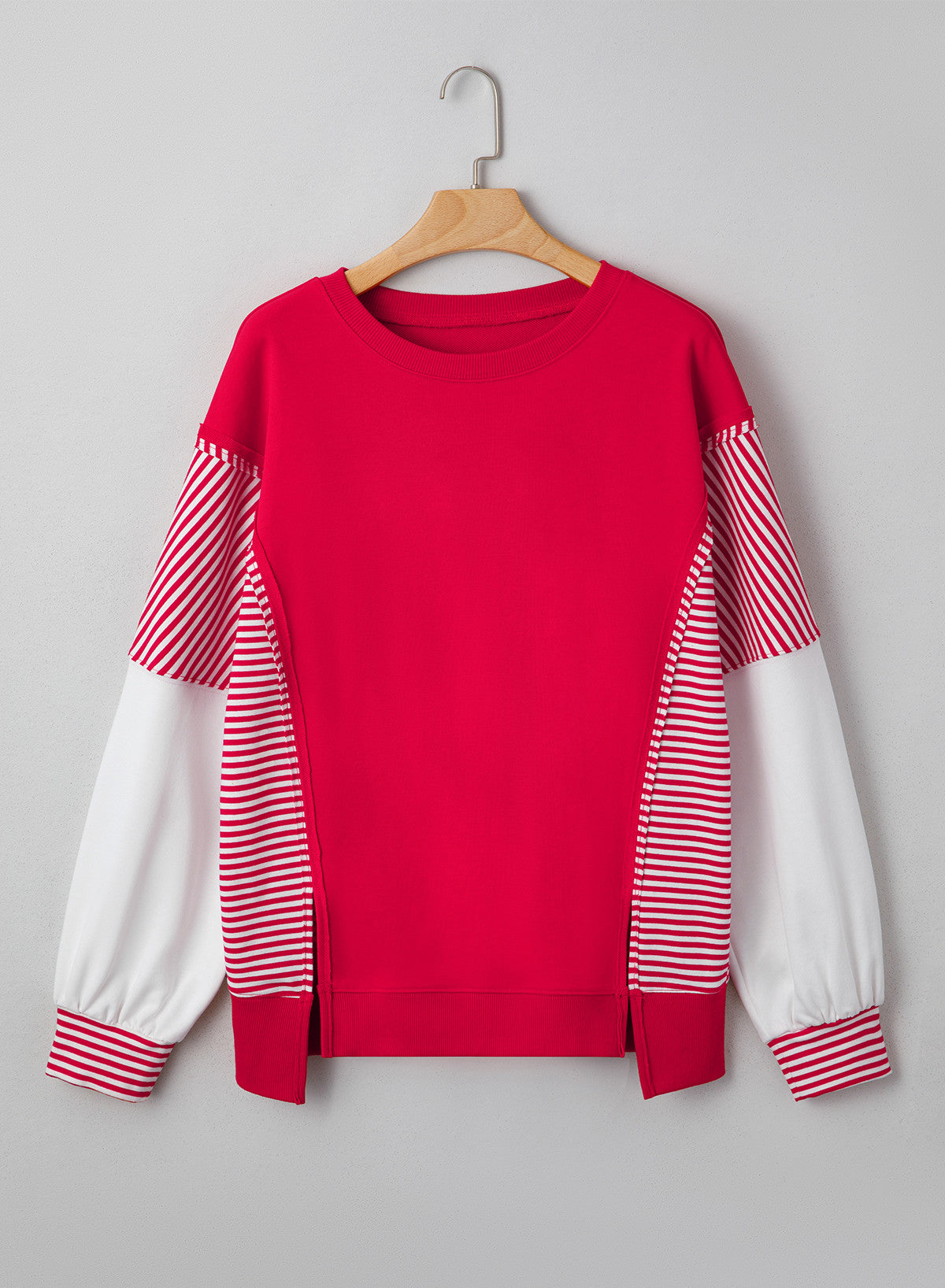 Red Striped Sleeve Sweatshirt November.