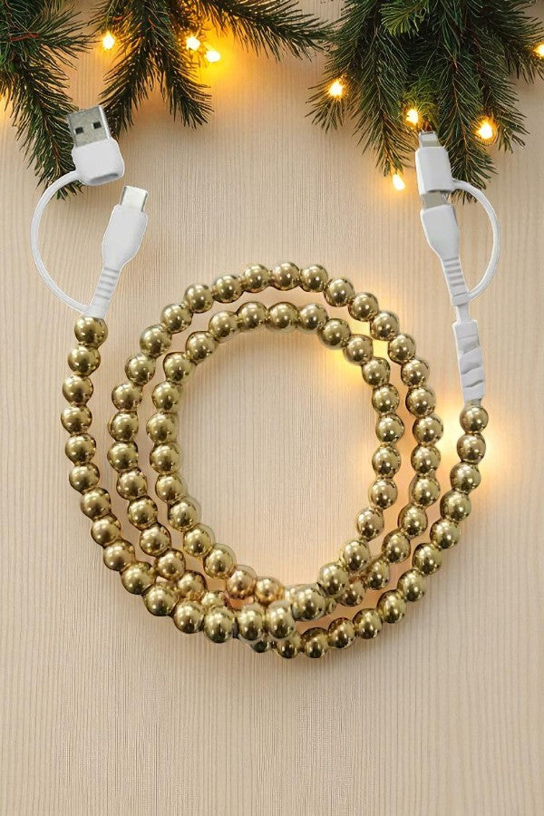 SC - Updated Gold Beaded Cord Phone Charger